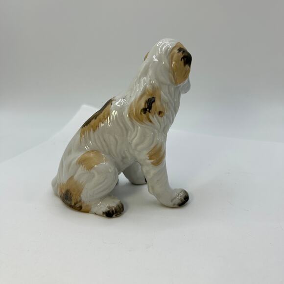 Vintage Ceramic Dog Russian Wolfhound Borzoi Dog 4 1/4" Tall White Brown Tan - Picture 7 of 8